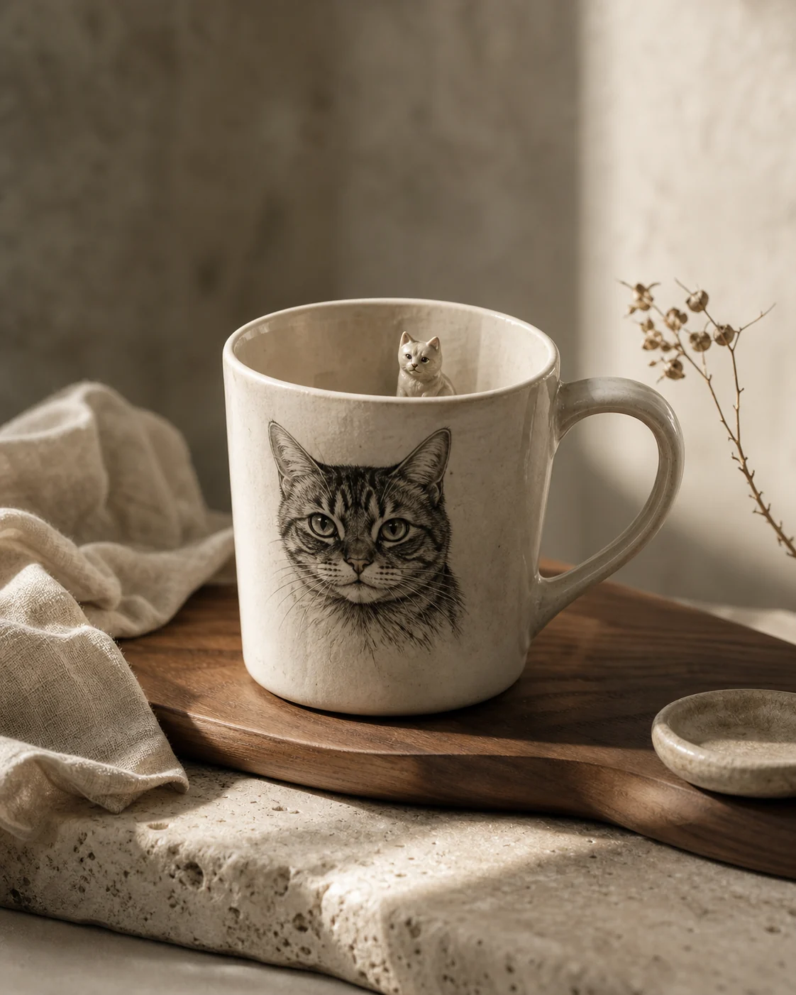 Personalized handmade cat portrait mug